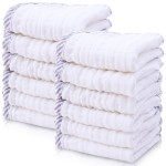 Cute Castle 12 Pack Muslin Baby Washcloths - Large 12\'\' by 12\'\' - Ultra Soft 100% Cotton - Super Absorbent Burp Cloths for Unisex, Boy, Girl -Stripe