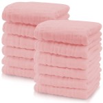 Cute Castle 12 Pack Muslin Baby Washcloths - Large 12\'\' by 12\'\' - Ultra Soft 100% Cotton - Super Absorbent Burp Cloths for Unisex, Boy, Girl -Pink