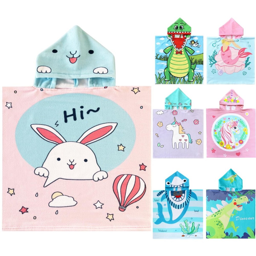 NovForth Kids Beach Towel for Boys Girls, Hooded Bath Towel Wrap, Toddler Pool Towel with Hood