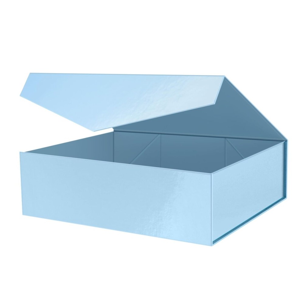 PACKHOME 17x14.5x5.5 Inches, Extra Large Gift Box with Lid, Magnetic Closure Box for Clothes and Large Gifts (Glossy Light Blue)