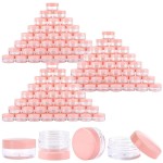 100 Count Sample Containers with Lids, 10 Gram Small Plastic Makeup Jars Lip Scrub Cosmetic Container - Pink