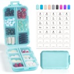 14 GRIDS Travel Pill Organizer Box with Labels - Travel Medicine Case Kit - Pocket Daily Pharmacy Container - Travel Medication Holder Dispenser for Fish Oil Vitamin Supplement Storage - Sky Blue