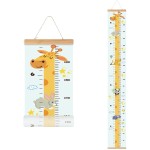 MinoMia Kids Growth Chart, Wood Frame Fabric Canvas Height Measurement Ruler from Baby to Adult for Child\'s Room Decoration 7.9 x 79in (7.9 x 79in, Giraffe)