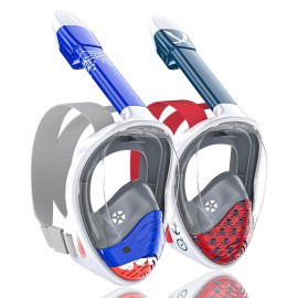 QingSong Kids Snorkel Mask Full Face, Snorkeling Set with Camera Mount, 180 Degree Panoramic View Snorkeling Gear Anti-Fog Anti-Leak