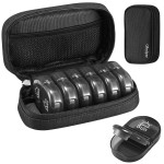 Serfeymi Weekly Travel Pill Organizer 2 Times A Day AM PM Upgraded Black Pill Box 7 Day with Portable Zipper Canvas Pill Case, Medicine Organizer for Pills, Vitamins, Supplements, Fish Oils - Black 01