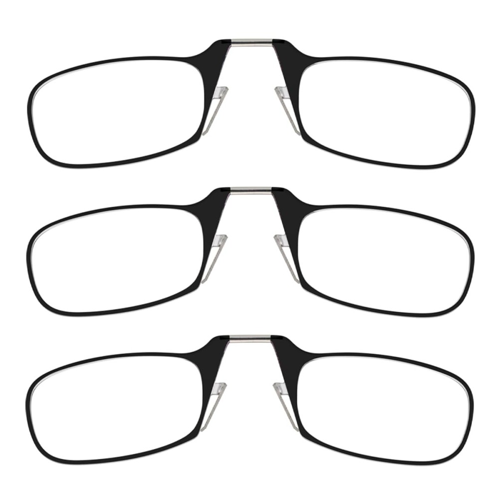 ThinOptics Readers Rectangular Reading Glasses, 3 Pack-Black, 44mm + 1