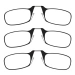 ThinOptics Readers Rectangular Reading Glasses, 3 Pack-Black, 44mm + 1