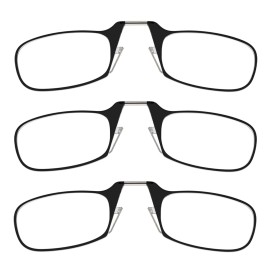 ThinOptics Readers Rectangular Reading Glasses, 3 Pack-Black, 44mm + 1