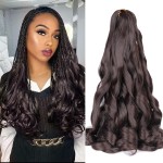 French Curl Braiding Hair 24 Inch 2 Packs 4 Brown Synthetic Loose Wave Bouncy Crochet Hair Pre Stretched 75g/pack Curly Braiding Hair for Black Women Hair Extensions (24inch,2packs,4)