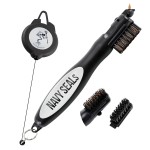 Frogger BrushPro Golf Club Cleaner with Ergonomic Grip, 2.5 ft. Retractable Cord, Navy Seals- Sturdy Golf Club Brush and Groove Cleaner for Golfers, Golf Dad