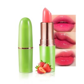 BINGBRUSH Aloe vera Color Changing Lipstick,Moisturizer Long Lasting Lip Care Magic Lip Gloss,Makeup Lipstick Set (1pc 02Strawberry, A-1pc)