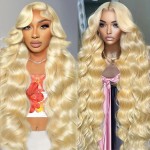 JINNOO Highlight Lace Front Wig Human Hair Pre Plucked 26 Inch 1B/27 Ombre Wig Human Hair 13x4 Body Wave Lace Front Wigs Human Hair 200% Density Colored HD Glueless Wigs