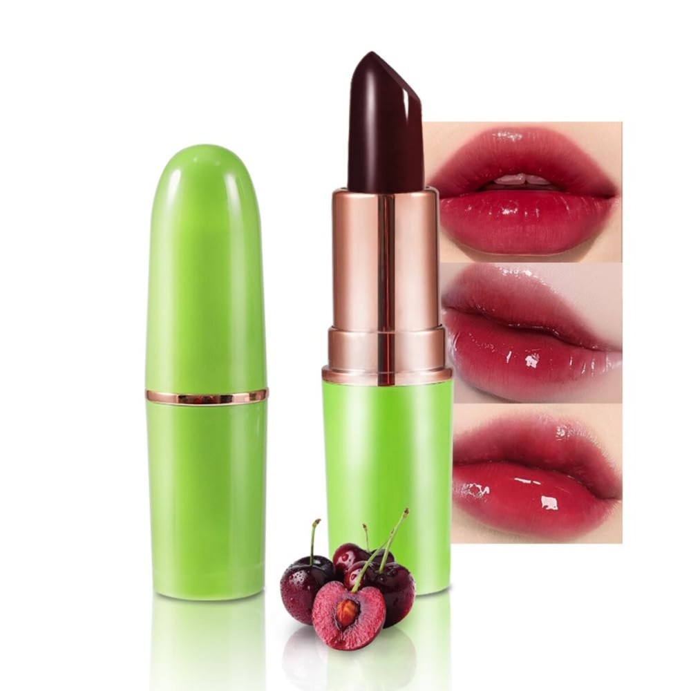 BINGBRUSH Aloe vera Color Changing Lipstick,Moisturizer Long Lasting Lip Care Magic Lip Gloss,Makeup Lipstick Set (1pc 04Cherry, A-1pc)