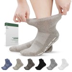 Bulinlulu Diabetic Socks with Grippers for Women&Men-6 Pairs Non Binding Diabetic Ankle Socks,Wide Non Skid Loose Top Socks with Seamless Toe(Large,Light Dark Colors)