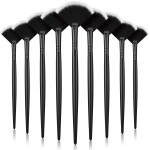 9 Pieces Facial Fan Mask Brushes, Soft Facial Applicator Brushes Tools for Peel Glycolic Makeup for Mud Cream(Black with White)