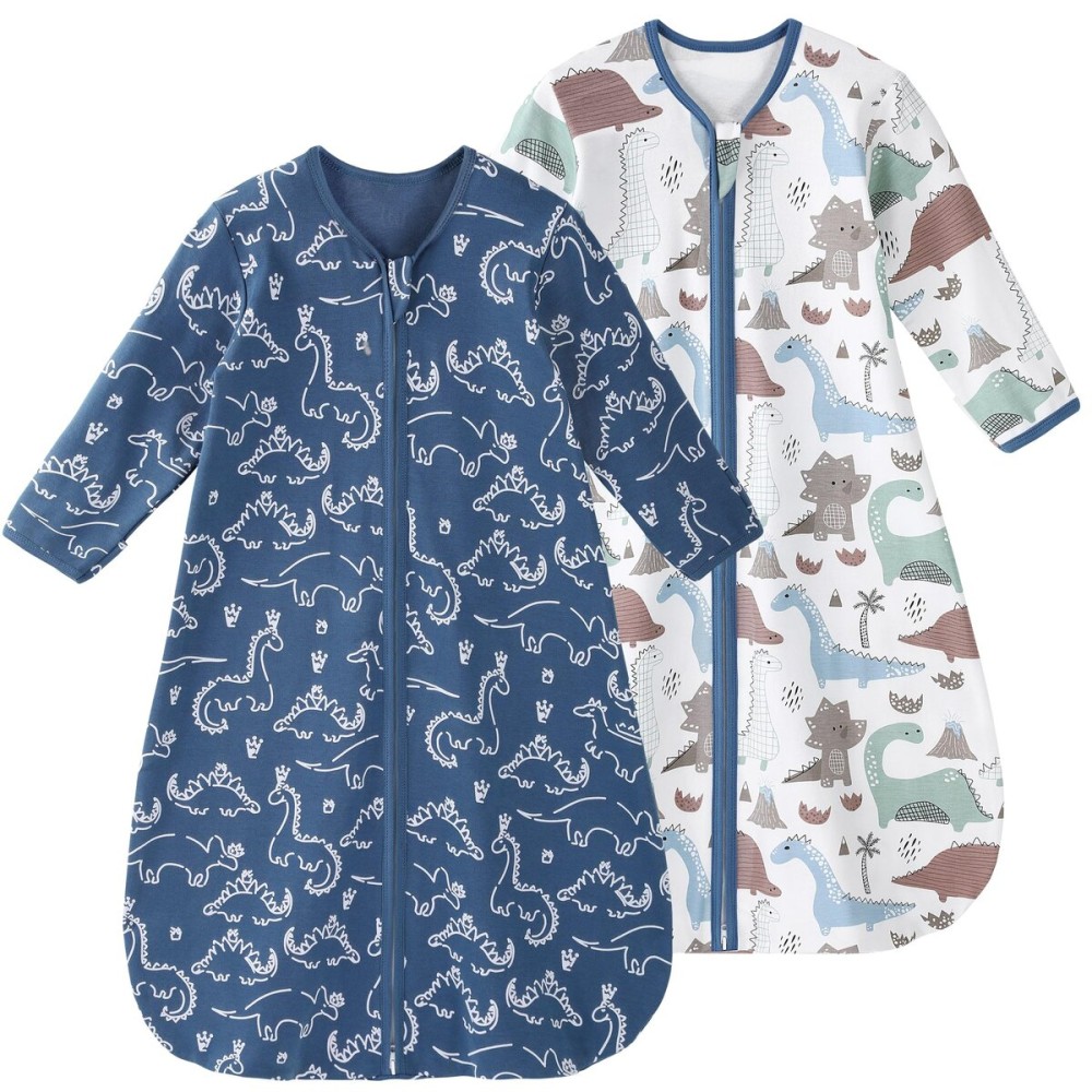 Yoofoss Baby Sleep Sack 6-12 Months Long Sleeve Wearable Blanket Baby 100% Cotton 2-Way Zipper 0.5 Tog Infants Sleeping Sack, Lightweight(Medium)