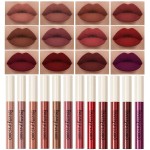 QiBest 12Pcs Matte Liquid Lipstick Set for Girls & Women, 24 Hours Long Lasting Waterproof Nude & Dark Red Lip Gloss Makeup Gift Kits, Velvet Non-Stick Cup Mate Duracion 24 Horas Originales Lip Stains