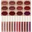 QiBest 12Pcs Matte Liquid Lipstick Set for Girls & Women, 24 Hours Long Lasting Waterproof Nude & Dark Red Lip Gloss Makeup Gift Kits, Velvet Non-Stick Cup Mate Duracion 24 Horas Originales Lip Stains