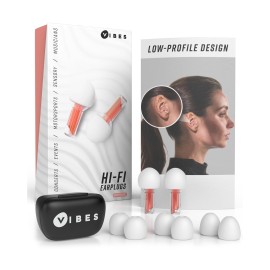 Vibes High Fidelity Ear Plugs - Invisible Earplugs for Music Concerts, Musicians, Motorcycles, Airplanes, Raves, and Work - Noise Reduction and Hearing Protection - Fits All Ears - Orange