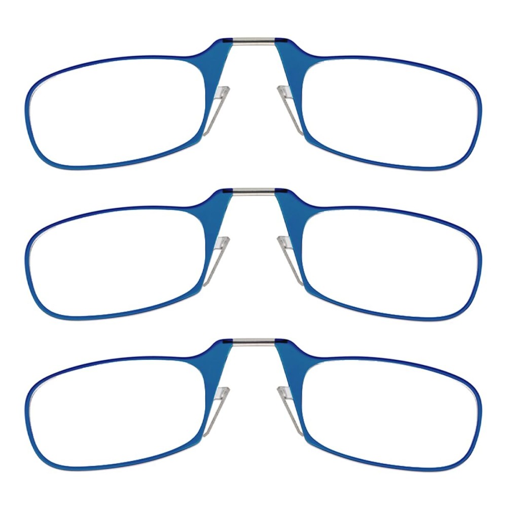 ThinOptics Readers Rectangular Reading Glasses, 3 Pack-Blue, 44mm + 2.5