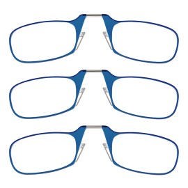 ThinOptics Readers Rectangular Reading Glasses, 3 Pack-Blue, 44mm + 2.5