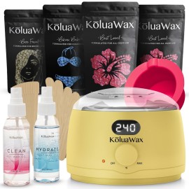 KoluaWax Premium Waxing Kit for Women - Beginner Friendly - Complete Wax Kit that includes 14oz of Wax Beads, Applicator, Pre and Post Care, Suitable for Sensitive Skin (Sun)