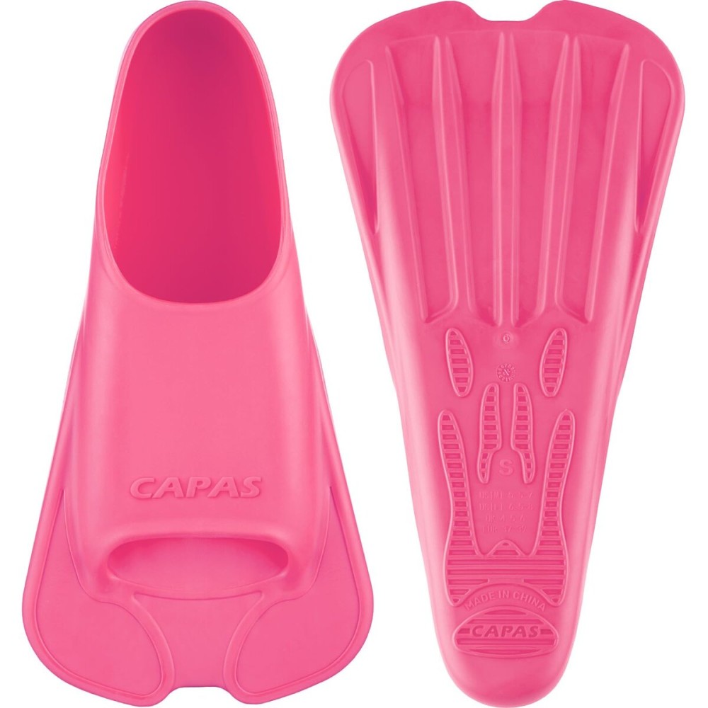 CAPAS Swim Training Fins Comfortable Silicone Lap Swimming Short Blade Floating Flippers with Mesh Bag for Kids Adult Men Women Build Leg Strength (Warm Pink, XS (US Male 3.5-5 US Female 4.5-6))