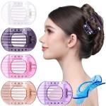 RC ROCHE 6 Pcs Flat Claw Hair Clips for Women Thick Hair French Round Duckbill Square Secure Strong Hold Grip Clamps Barrettes Curved No Slip No Crease Plastic Styling Cute, Medium Transparent