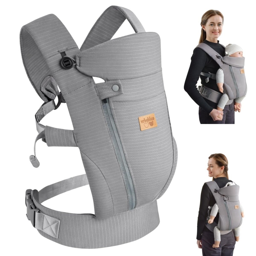 vrbabies New Upgrade Ergonomic Baby Carrier Newborn Toddler Wrap Carrier,Hands Free Baby Sitting Support Sling,Breathable,Perfect for Infants/Chest Sling for Babies Shower Gift(Dark Grey)