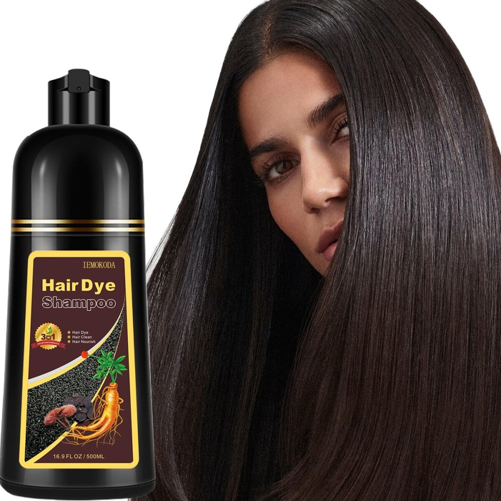 Onilyua Black Tea Hair Dye, Hair Dye Shampoo 3 in 1 for Men Women, Instant Shampoo Color for Gray Hair Coverage, Root Touch Up Easy To Use Semi -Permanent Hair Dye 16.9 Fl Oz (Black tea)