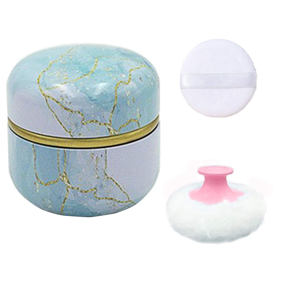 Qopoto Body Powder Puff and Container for Dusting Powder, Women Powder Puff and Powder Case for Bath and Travel (Sky Gilding)
