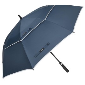 G4Free 47/54/62/68 Inch Automatic Open Golf Umbrella Oversize Extra Large Double Canopy Vented Windproof Waterproof Stick Umbrellas (Blue)