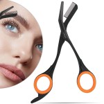LePinko Eyebrow Trimming Scissors with Combs, Gifts For Men Women Stocking Stuffers, Black