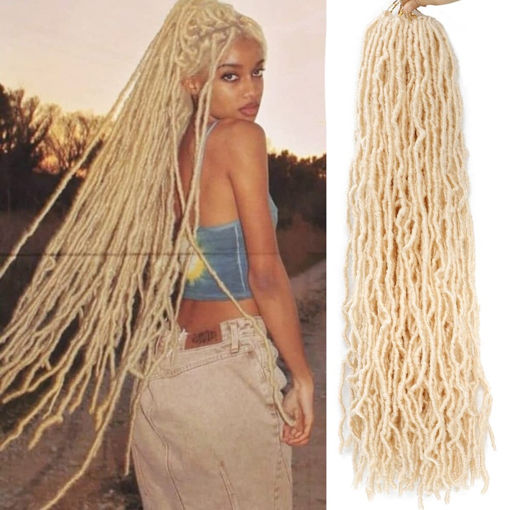 Faux Locs Crochet Hair 30 Inch 7 Packs Soft Locs Long Crochet Locs Goddess Locs Natural Synthetic Pre looped Crochet Braids For Butterfly Locs Crochet Hair Blonde (30 Inch (Pack of 7), 613)