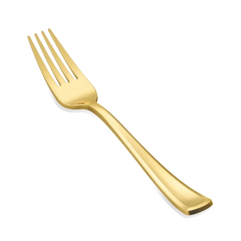 N9R 30PCS Gold Plastic Forks Disposable, Solid, Durable and Heavy Duty Plastic Forks Only, Gold Forks Disposable for Parties, Weddings and other Formal Events