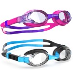 ZABERT 2 Pack Kids Swim Goggles, Swimming Goggles for Girls Kids Boys Toddler Youth Junior Jr Childrens Child Little Baby Age 3 4 5 6 7 8 9 10 11 12 Years Anti Fog Clear Black Blue Pink Purple