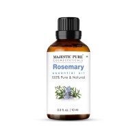 Majestic Pure Organic Rosemary Essential Oil - 100% Pure & Premium Oil for Hair Growth, Skin, Face, Aromatherapy & Diffuser - 0.3 fl oz | Perfect Organic Oil for Hair Growth