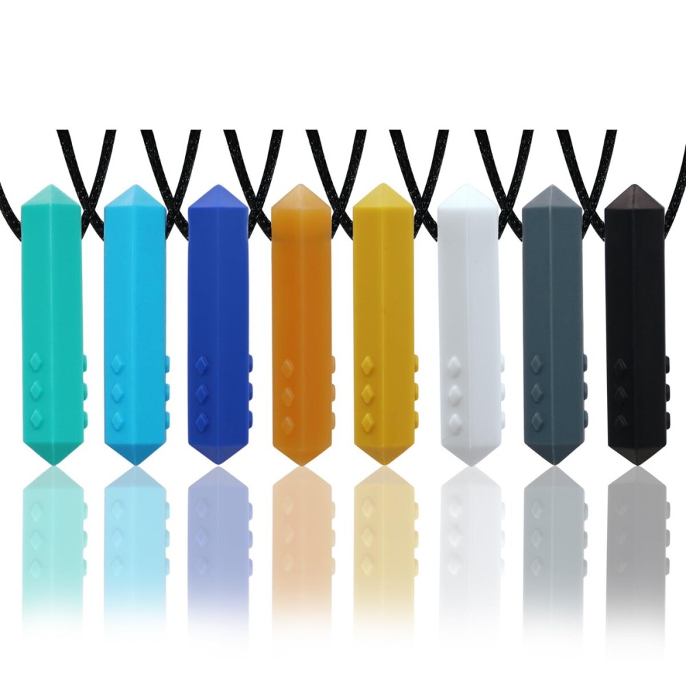 Chewy Necklace Sensory Boys and Girls, 8 Pack Sensory Chew Necklaces for Kids with Autism, ADHD, SPD, Anxiety, Teething, Silicone Oral Motor Therapy Tools Reduce Adults Chewing, Biting