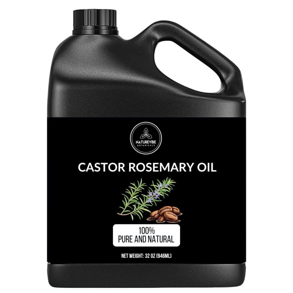 Naturevibe Botanicals Castor Rosemary Oil 32 Ounces | 100% Pure and Natural | Great for Skin Care and Hair Care