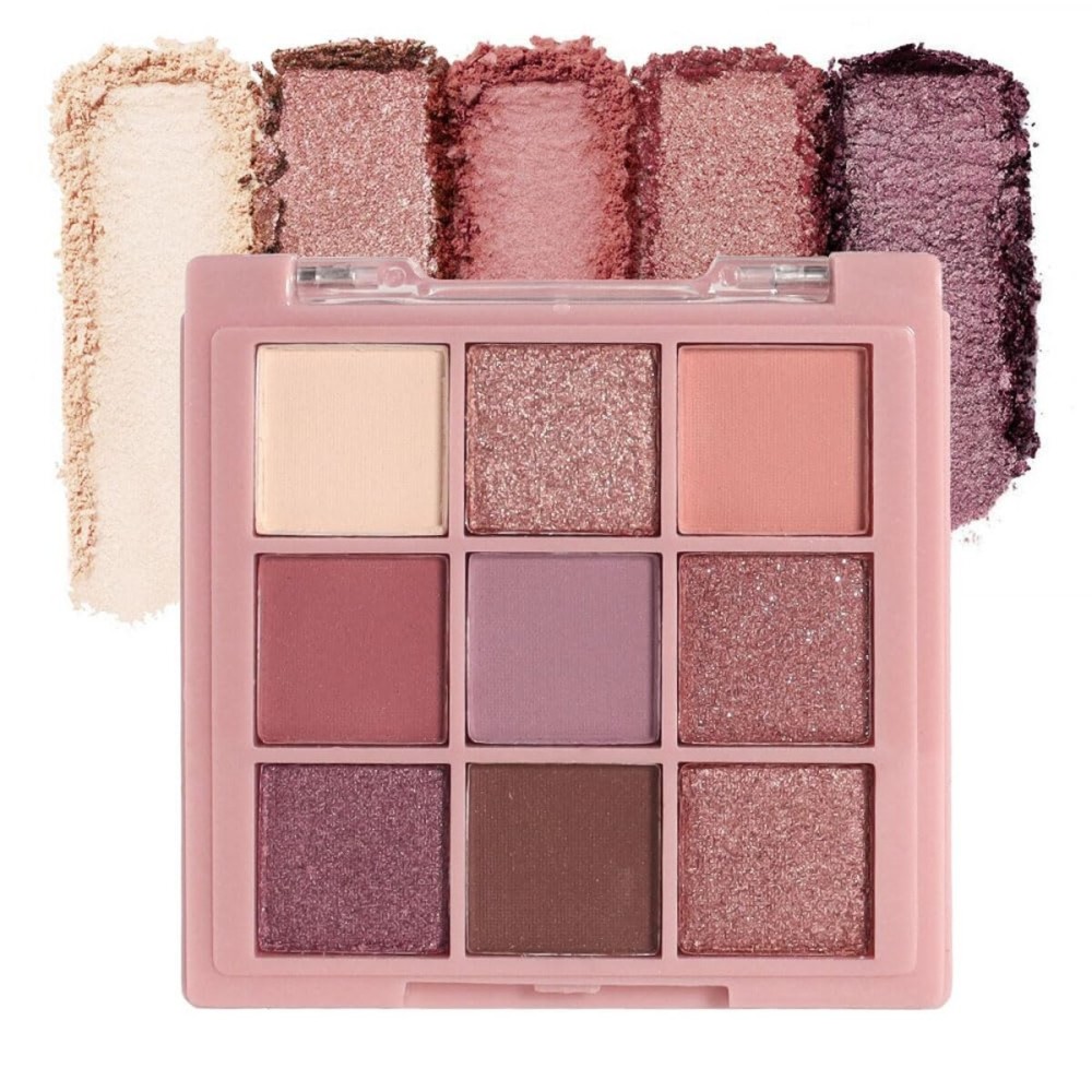 CAKAILA 9 Colors Colorful Eyeshadow Palette Makeup,Rose Gold Brown Purple Nude Matte Shimmer Neutral Eye Shadow Powder Palette,Naturing-Looking Long Lasting Waterproof
