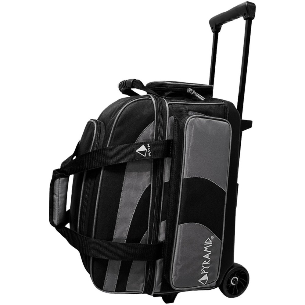 Pyramid Path Pro Deluxe Double Roller Bowling Bag (Black/Silver)