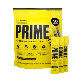 PRIME HYDRATION+ Sticks Lemonade | Hydration Powder Single Serve Sticks | Electrolyte Powder On The Go | Low Sugar | Caffeine-Free | Vegan | 16 Sticks