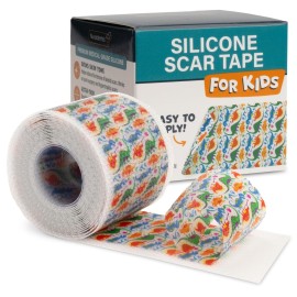 NUVADERMIS Silicone Scar Tape for Kids - Scar Tape for Surgical Scars - 120 x 1.5 Roll - Reusable Medical Grade Silicone Scar Tape for Children - 1 Pack - Dinosaurs