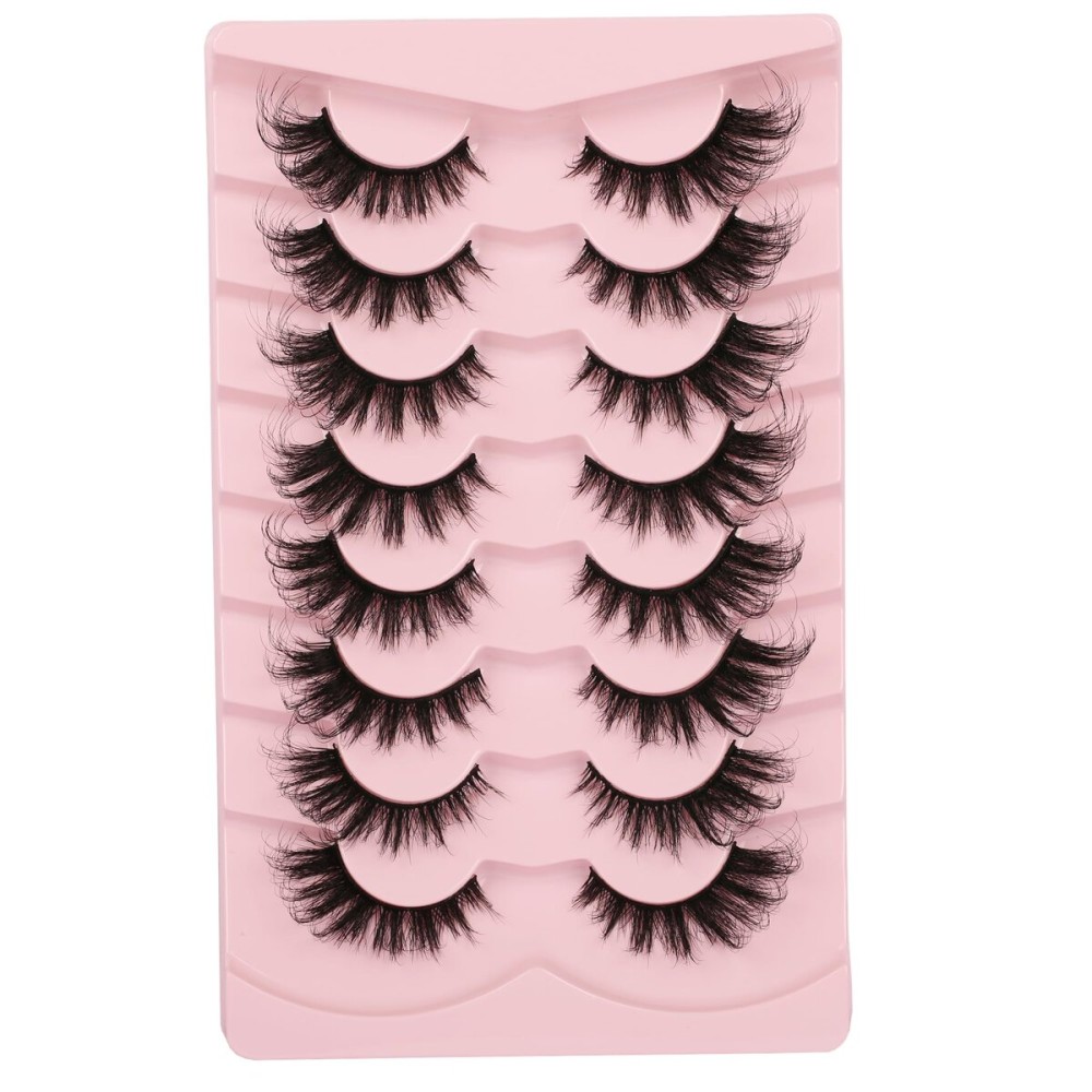 Gmagictobo False Eyelashes Natural Wispy Fake Eyelashes Cat Eye Look False Lashes Soft Strips 3D Faux Mink Lashes Pack 8 Pairs