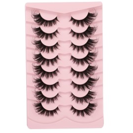 Gmagictobo False Eyelashes Natural Wispy Fake Eyelashes Cat Eye Look False Lashes Soft Strips 3D Faux Mink Lashes Pack 8 Pairs