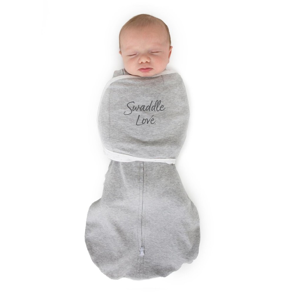 SwaddleDesigns 6-way Omni Swaddle Sack Arms Up Swaddle for Newborn, More Options to Calm Startle Reflex, Improves Sleep, Easy Transition Baby Sleep Sack, Small, 0-3 month, Gray, Swaddle Love