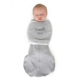 SwaddleDesigns 6-way Omni Swaddle Sack Arms Up Swaddle for Newborn, More Options to Calm Startle Reflex, Improves Sleep, Easy Transition Baby Sleep Sack, Small, 0-3 month, Gray, Swaddle Love