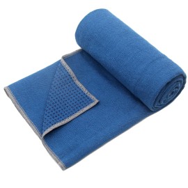 Eunzel Yoga Towel,Hot Yoga Mat Towel with Grip Dots Sweat Absorbent Non-Slip for Hot Yoga, Pilates and Workout 24 x72, Steel Blue