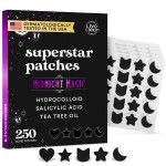 LivaClean 250CT Black Star Pimple Patches for Face - Hello kitty Pimple Patches Black w/Salicylic Acid & Tea Tree Oil - HSA/FSA Compliant Hydrocolloid Acne Patch, Cute Face Stickers, Zit Patch