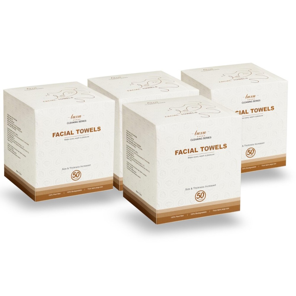 LUXU Large Disposable Face Towel,Extra Thick Soft Facial Towels Plant Fiber Facial Washcloth Biodegradable Dry Wipes for Sensitive Skin,Cruelty Free-200 Count